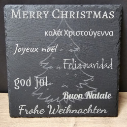 Schiefer Untersetzer "Weihnachten" 20x20cm