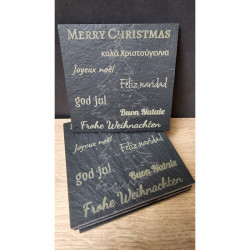 Schiefer Untersetzer "Weihnachten" 10x10cm (4er Set)